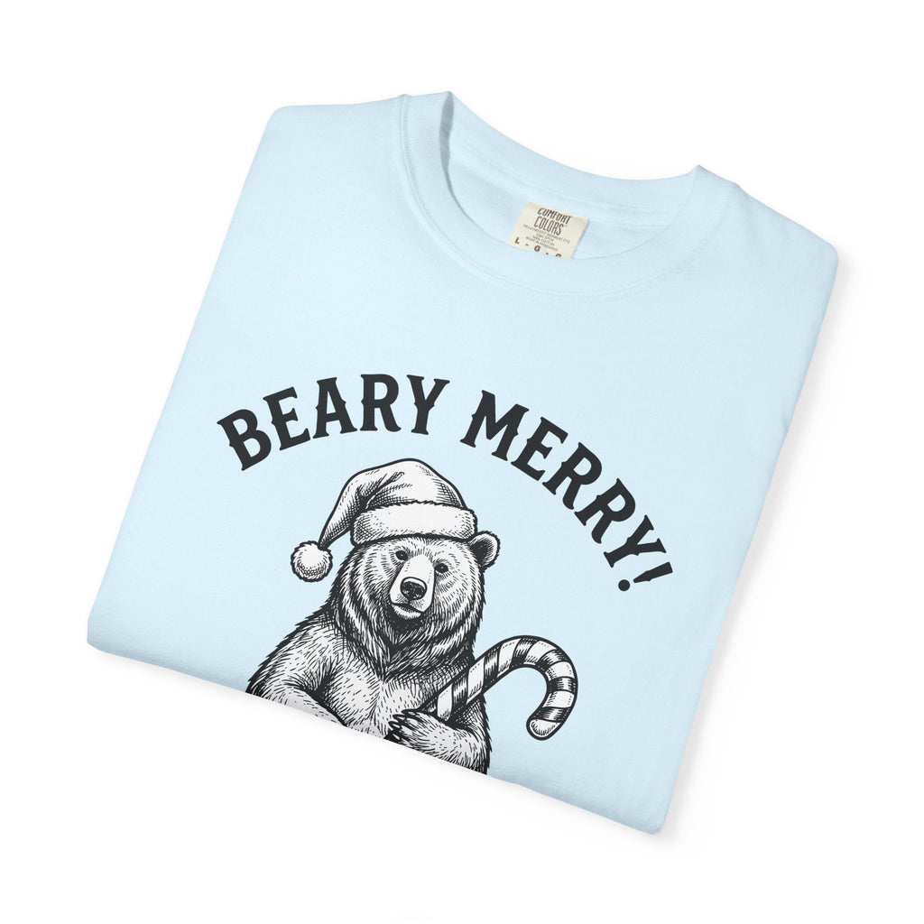 Bear Santa Hat Shirt Christmas Animal Unisex Gift Hand Drawn Tee Teddy T-Shirt