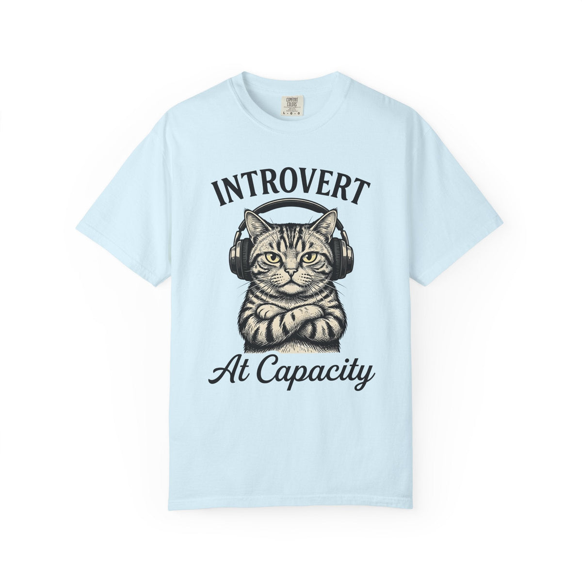 Tabby Cat Headphones Shirt Introvert Unisex Gift Vintage product image 2
