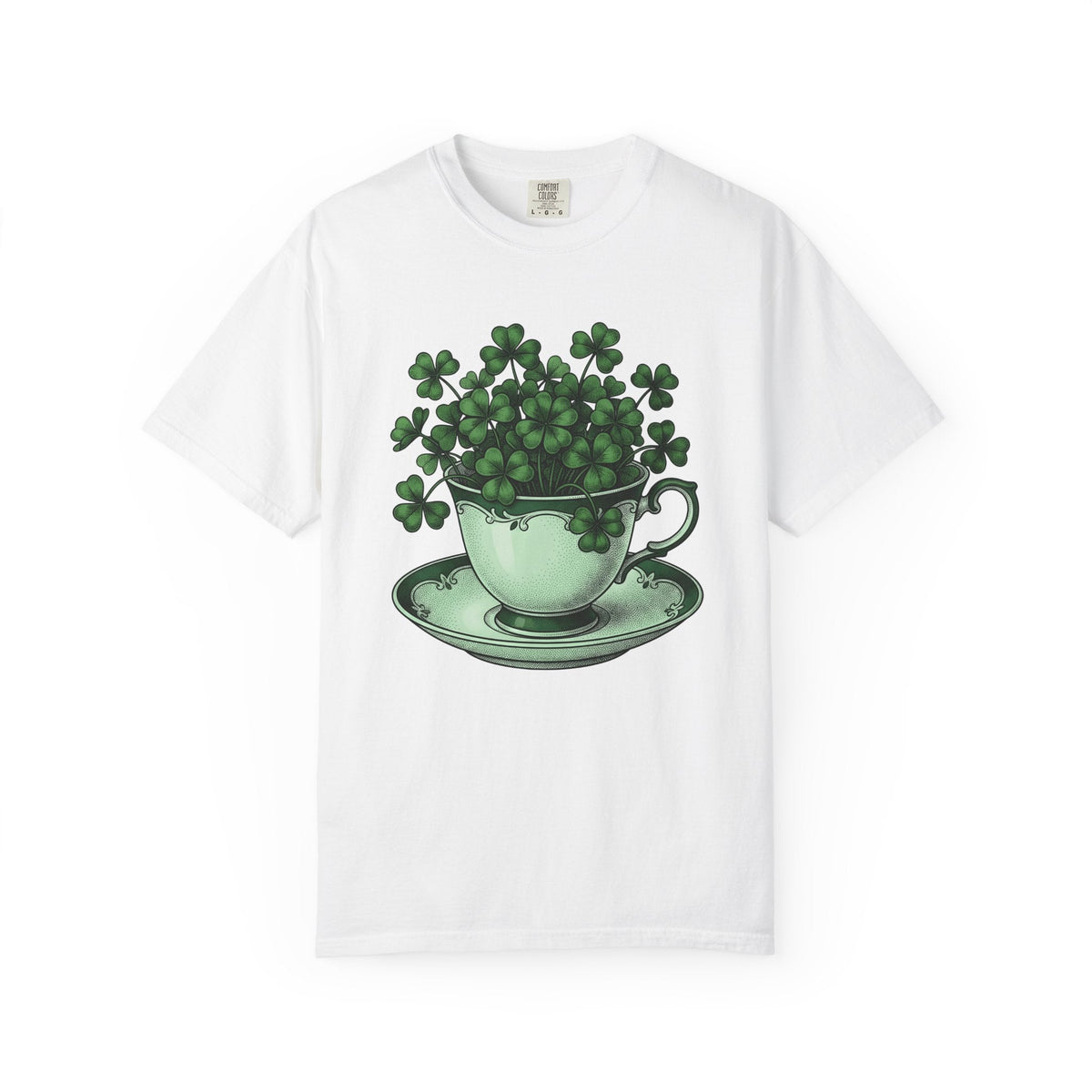Clover Tea Cup Shirt St Patrick's Day Flower Unisex Gift Retro Tee Teacup