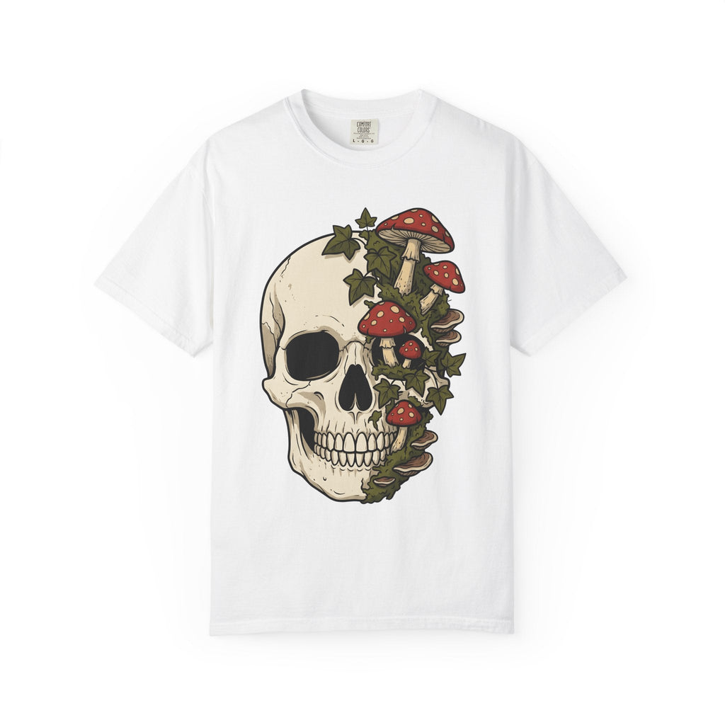 Skull Mushrooms Shirt Gothic Nature Unisex Gift Tattoo Tee product image 1