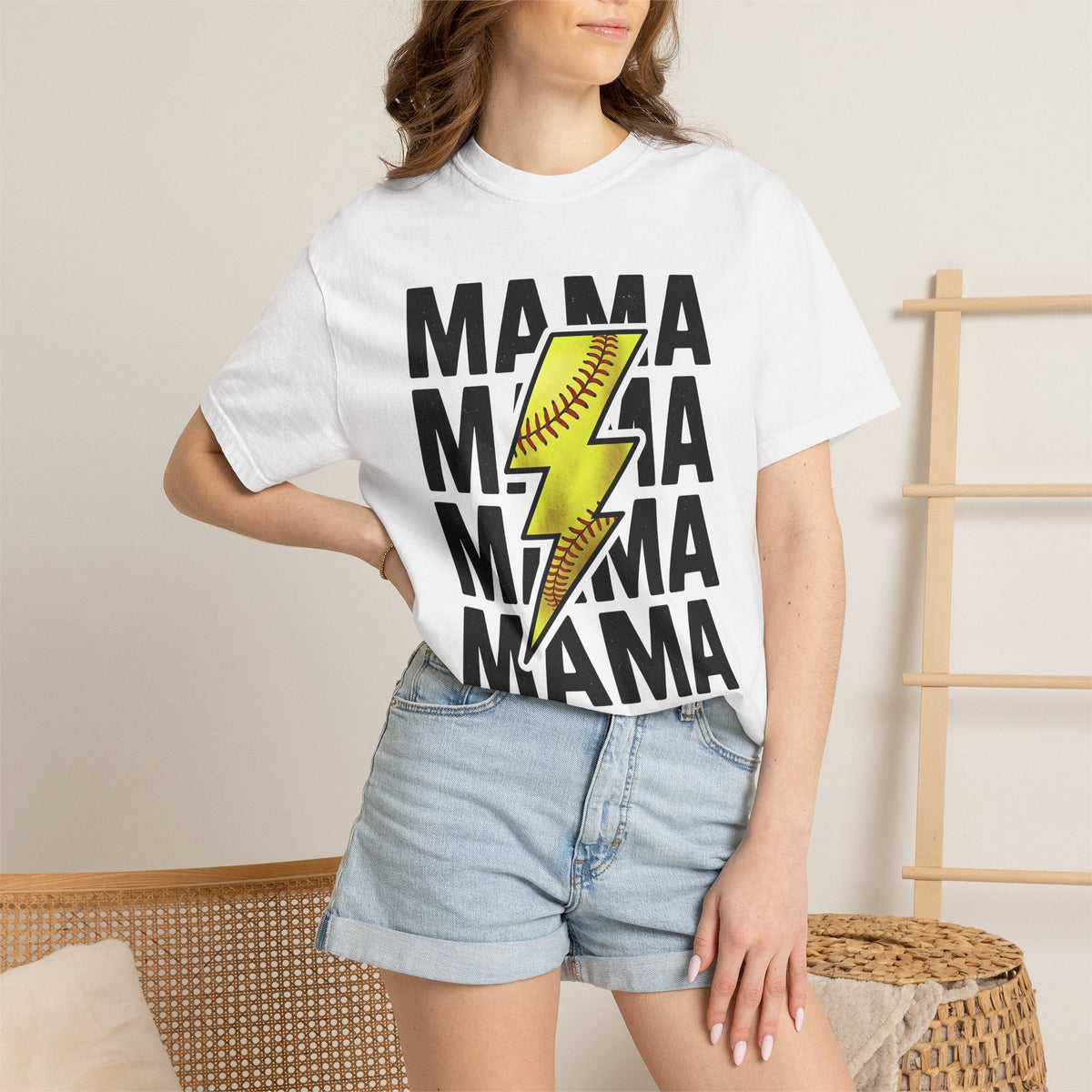 Softball Flash Bolt Shirt Moms Workout Gift for Women Heavy product image 6