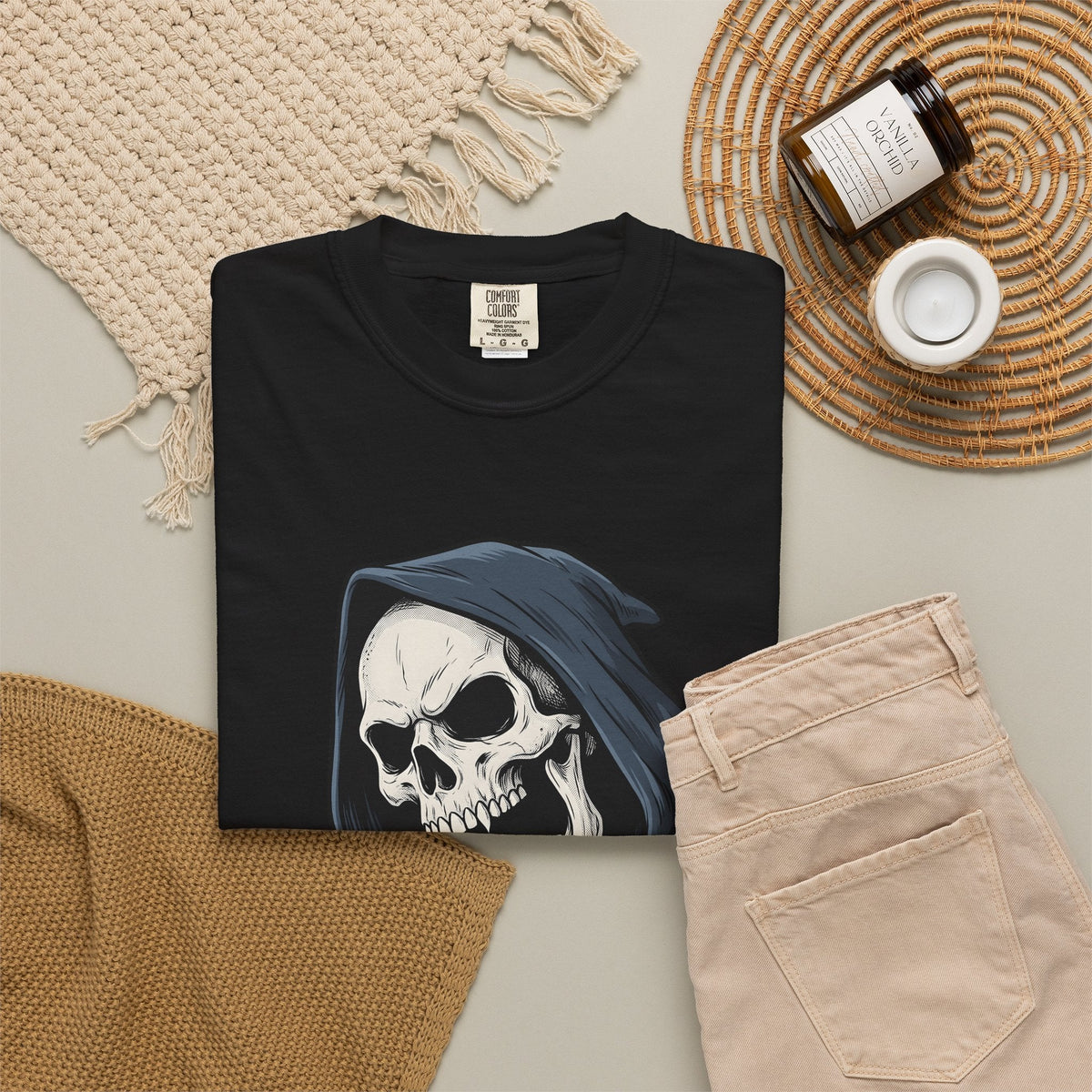 Grim Reaper Tattoo Style T-Shirt – Spooky Halloween Dark product image 16