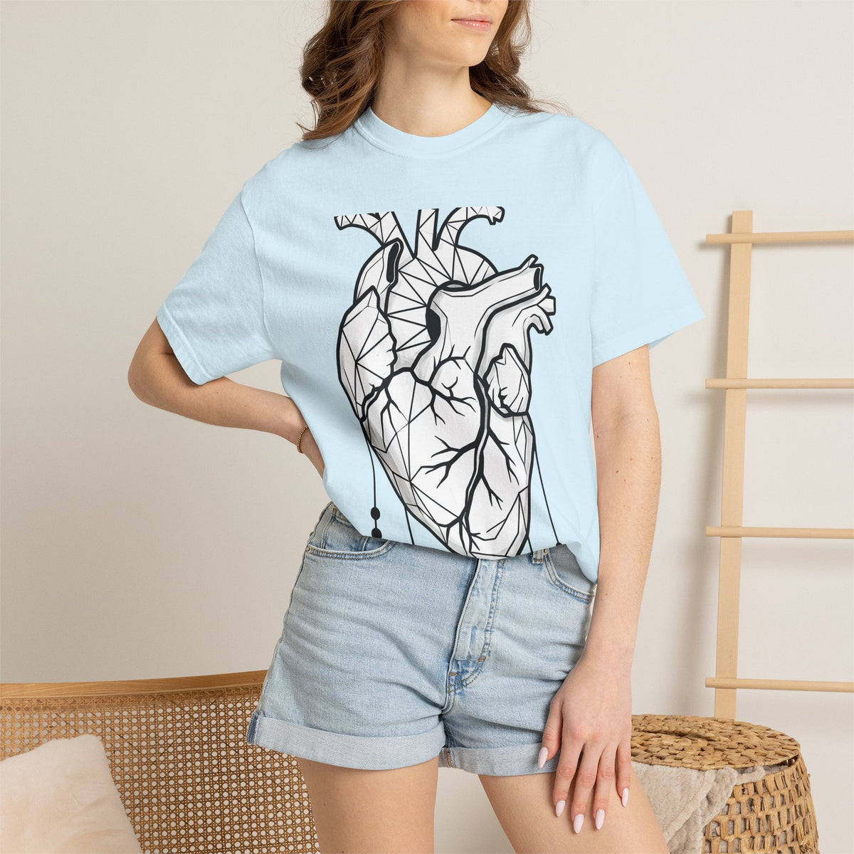Angular Heart Shirt Boho Chic Ink Gift Women Sketch Tee product image 9