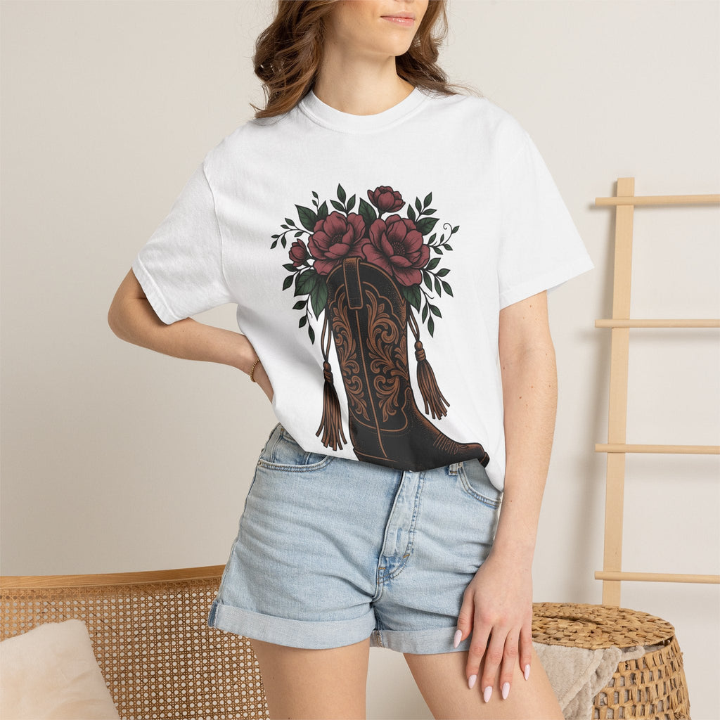 Cowgirl Boot Floral Shirt Rodeo Gift for Women Ethnic Tee product image 6