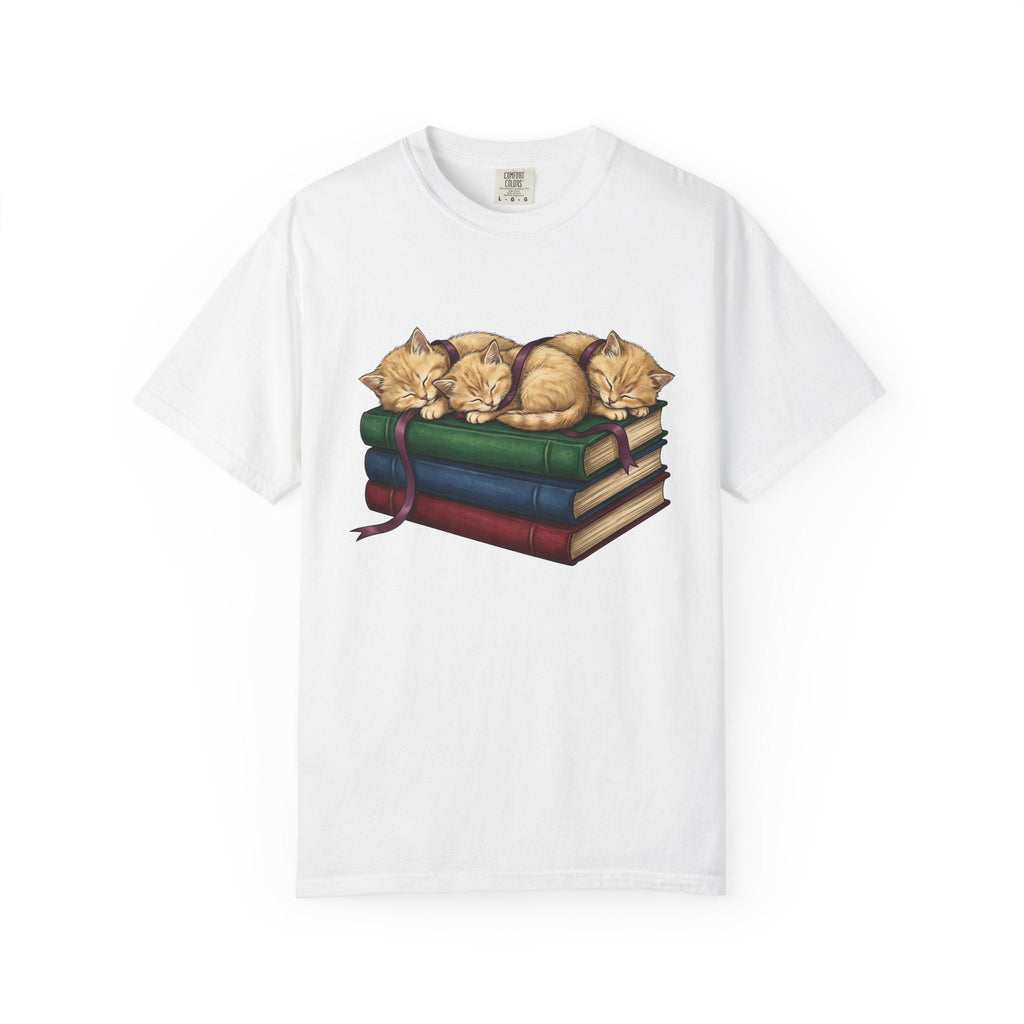Sleeping Kittens Shirt Cat Book Gift Women Hand Drawn Tee product image 1