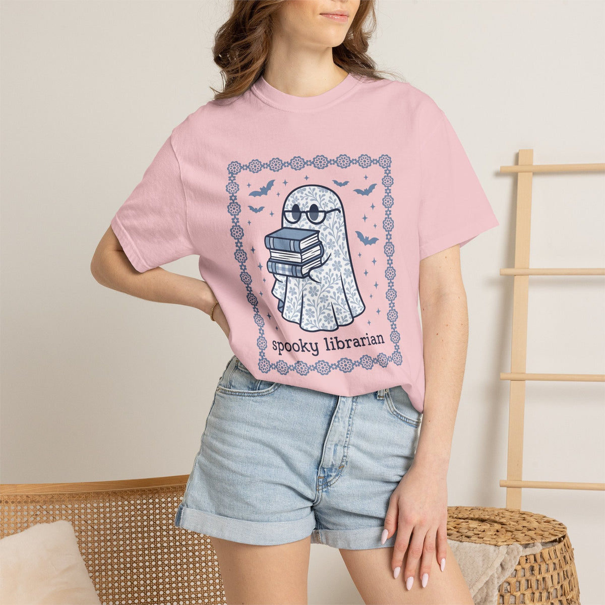 Ghost Books Shirt Librarian Halloween Unisex Gift Floral product image 12