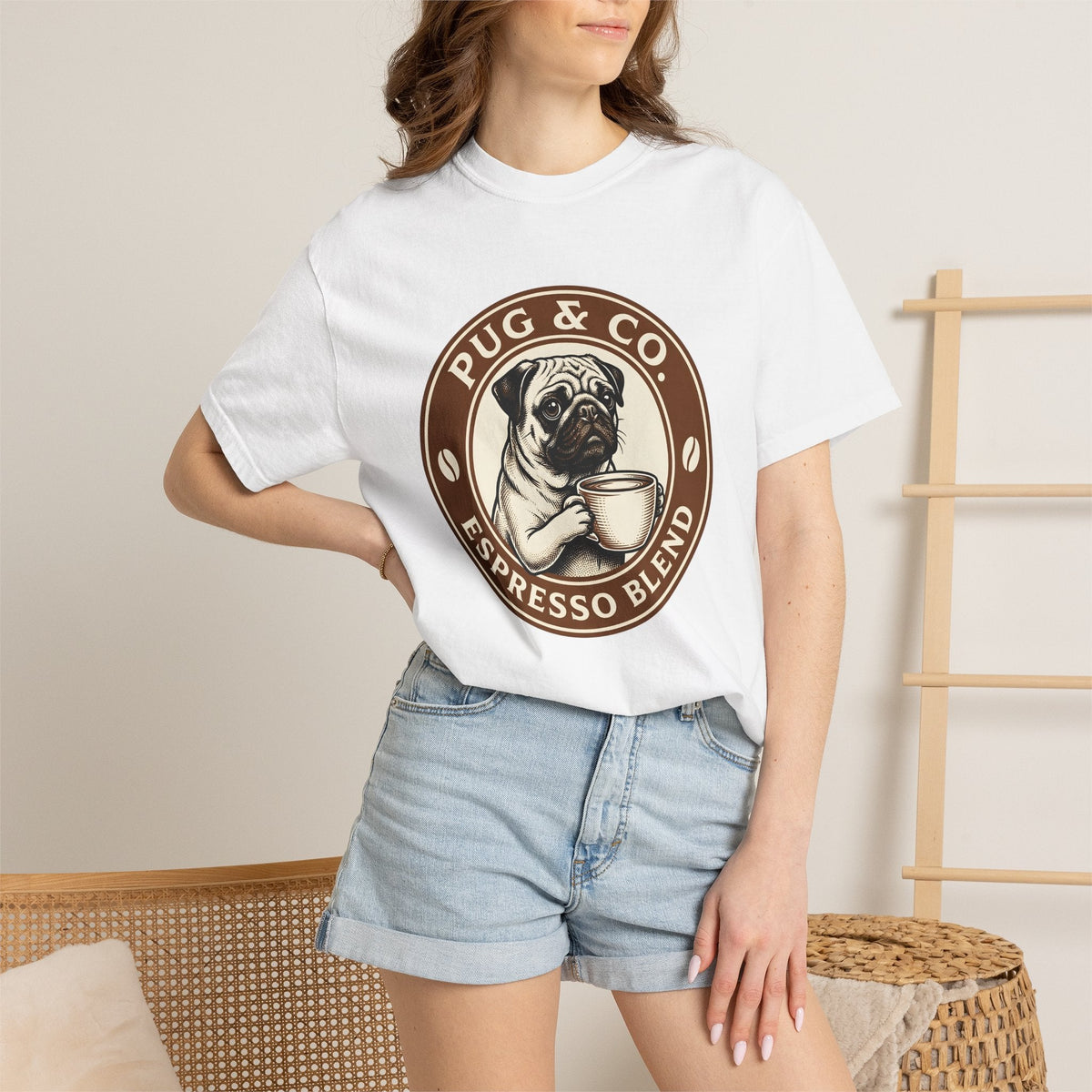 Pug Coffee Cup Shirt Coffee Dog Unisex Gift Vintage Tee Coffee Mug T-Shirt