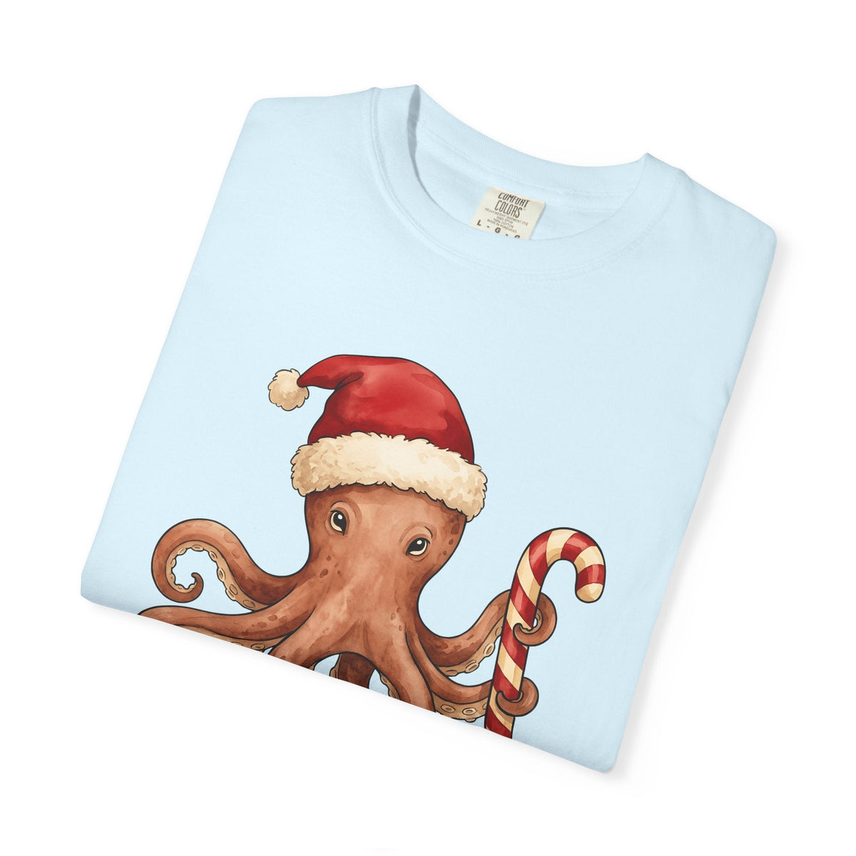 Octopus Christmas Hat Shirt Animals Holiday Unisex Gift Paint Tee Cephalopod