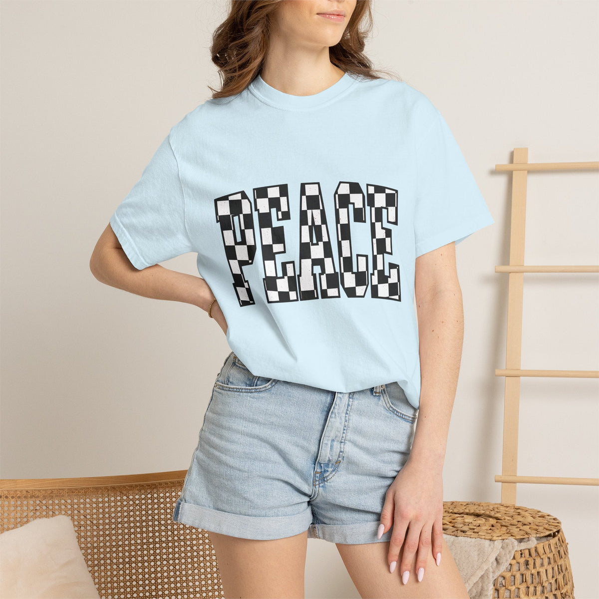 Checkered Text Shirt Peace Inspirational Unisex Gift Bold product image 9