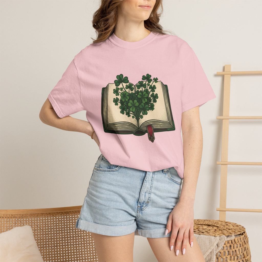 Lucky Leaf Book Hand-Drawn T-Shirt – Bookish Irish Reading product image 12