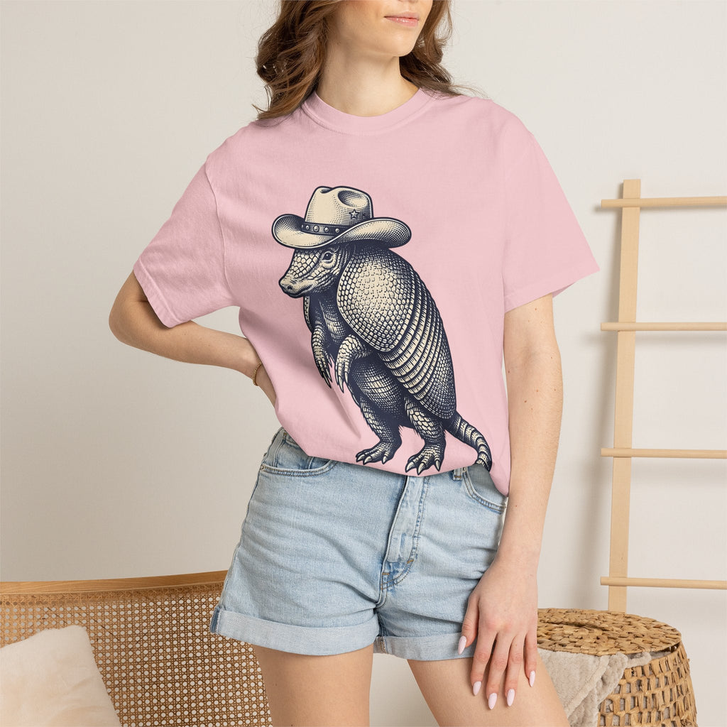 Armadillo Cowboy Hat Shirt Cowgirl Creatures Gift for Women Farmhouse Tee Cowboy