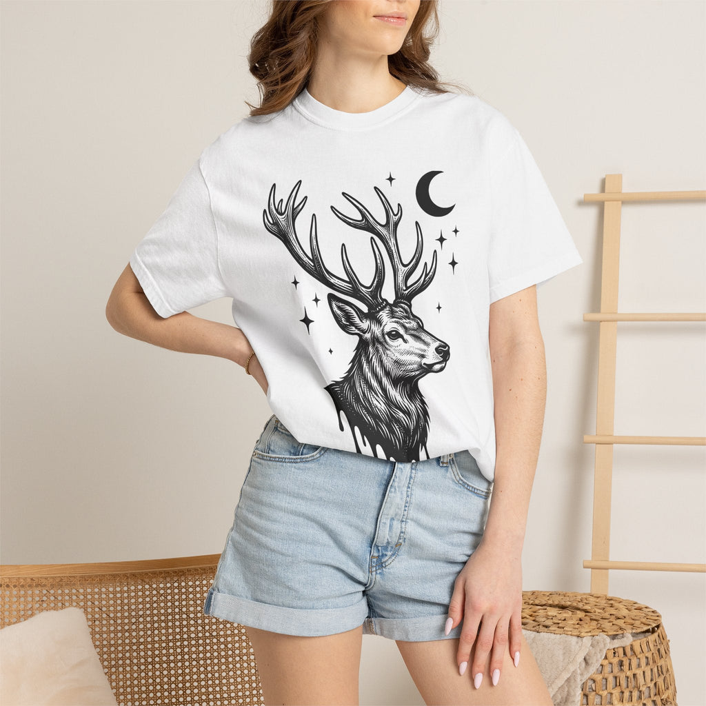Buck Horns Shirt Boho Chic Forest Unisex Gift Cartoon Tee product image 6