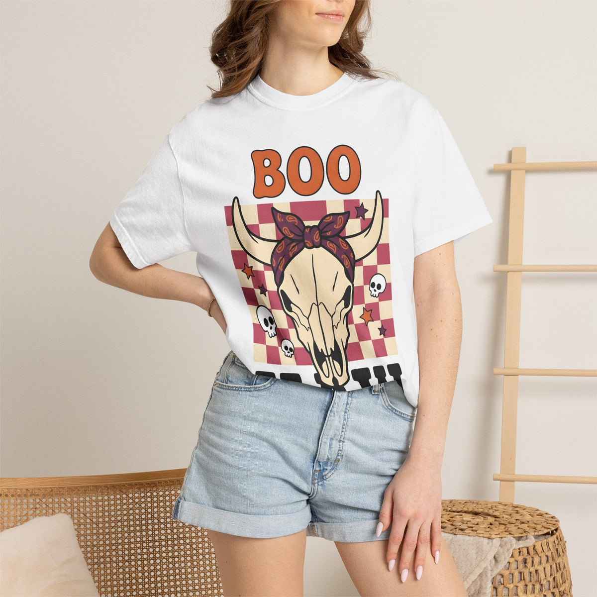 Cow Skull Shirt Cowgirl Western Gift for Women Cartoon Tee product image 6