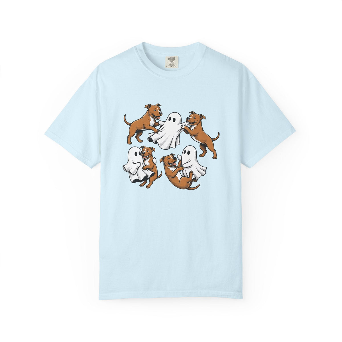 Ghost Pitbull Puppy Shirt Dog Funny Unisex Gift Comic Tee product image 2