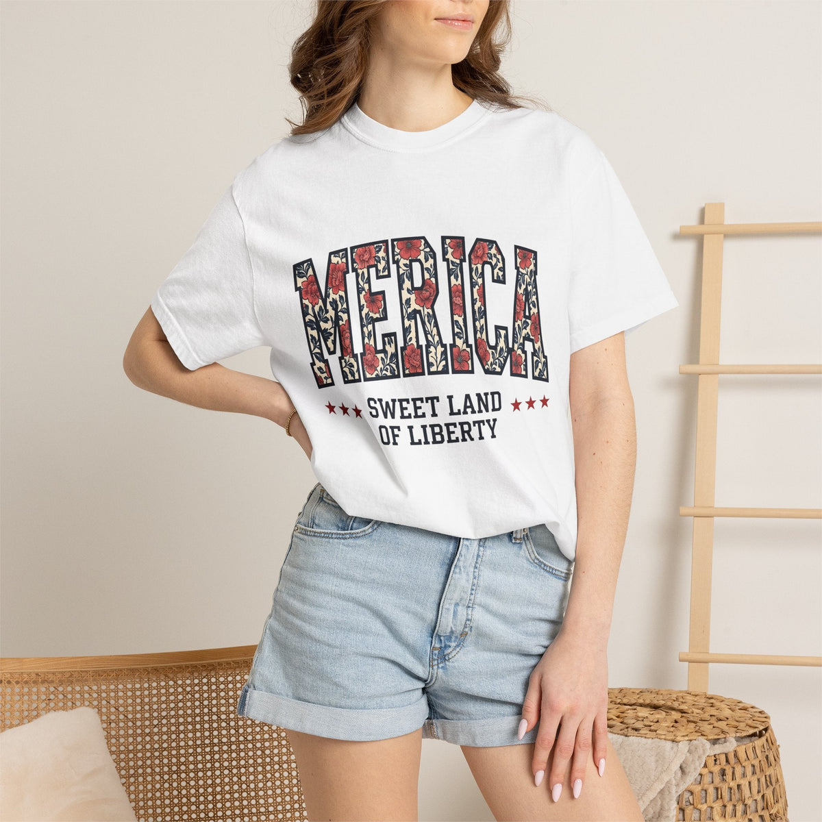 Floral Usa Text Shirt America Patriotic Unisex Gift Vintage product image 6