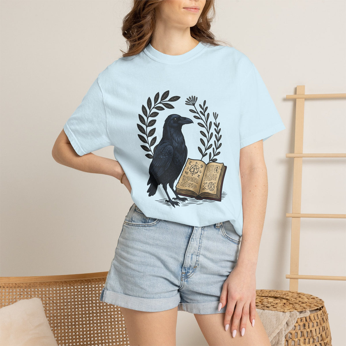 Crow Journal Retro T-Shirt – Halloween Magic Occult Sketch product image 9