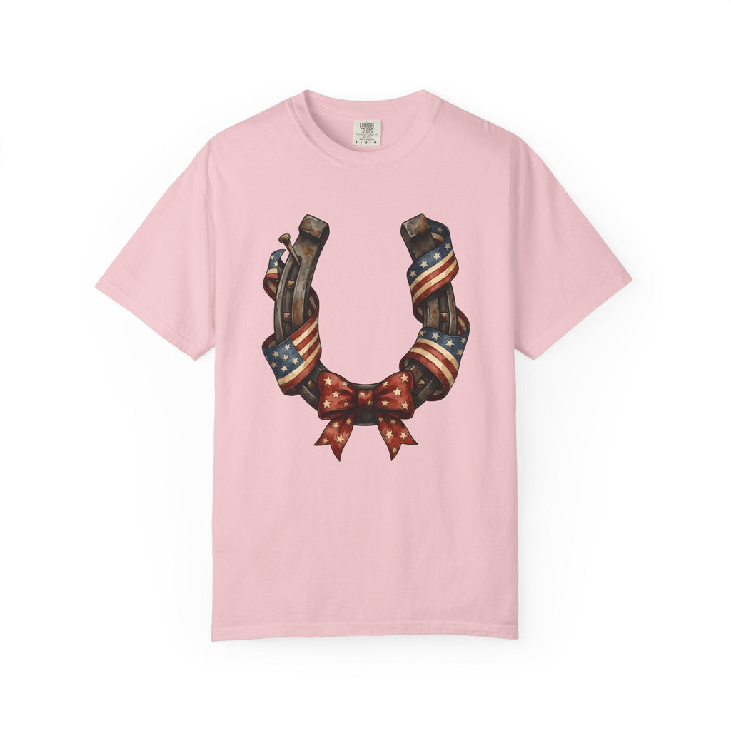Horseshoe Flag Shirt America Patriotic Unisex Gift Rustic product image 3