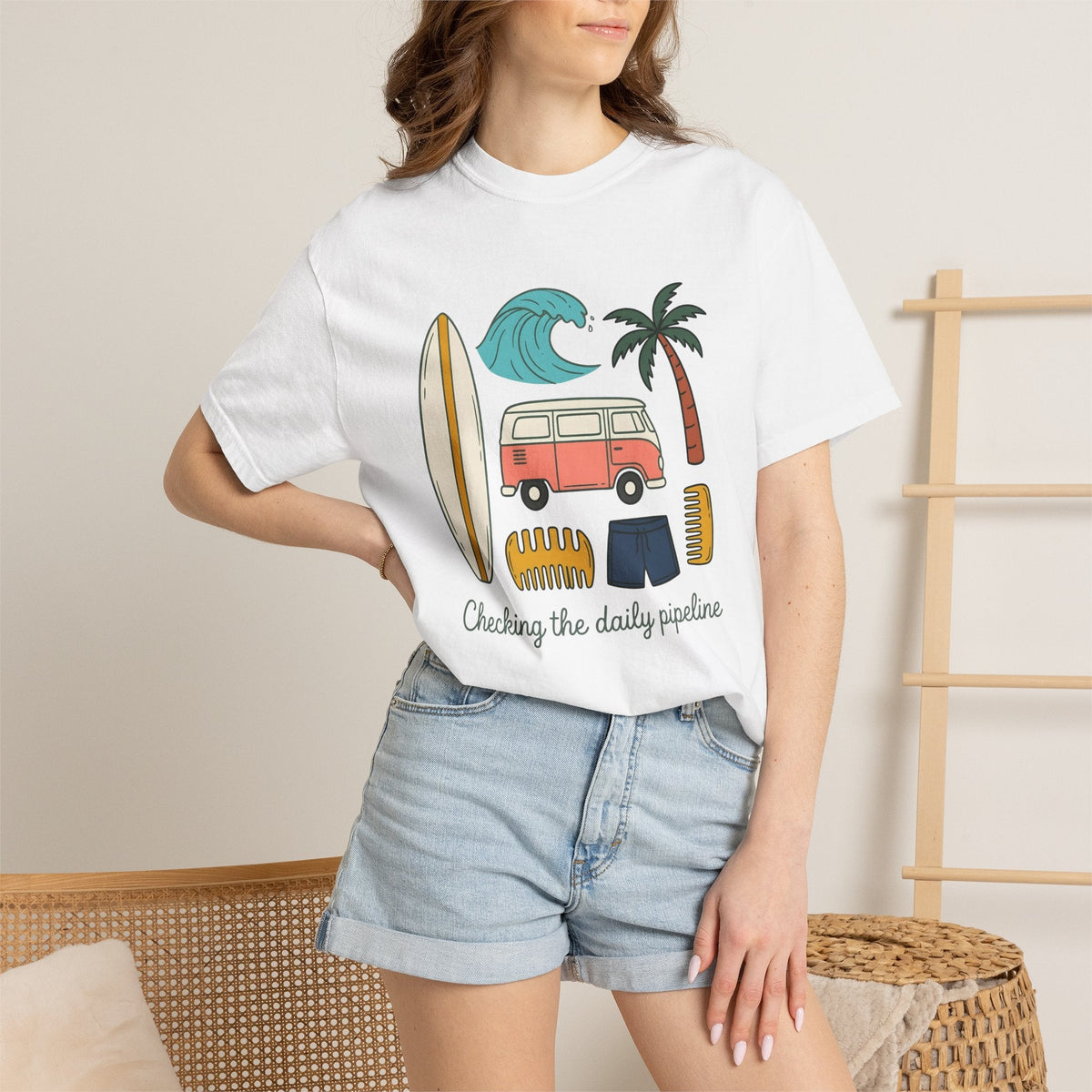 Beach Van Surfboard Shirt Surfing Ocean Unisex Gift Line product image 6