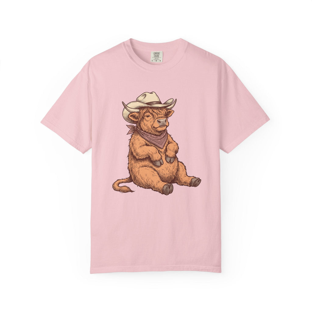 Highland Cow Shirt Cowgirl Western Gift Women Hand Drawn Tee Heifer T-Shirt Cowgirl Fan Illustrated Graphic Tshirt Vintage Cowboy Hat Tshirt