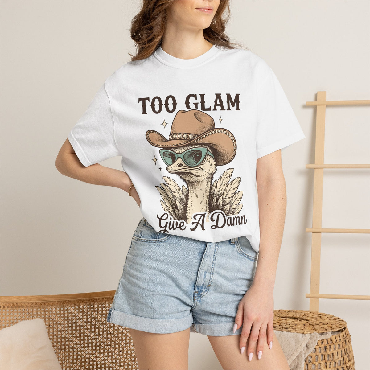 Ostrich Cowboy Hat Shirt Cowgirl Fauna Gift for Women Line Art Tee Cowboy Hat