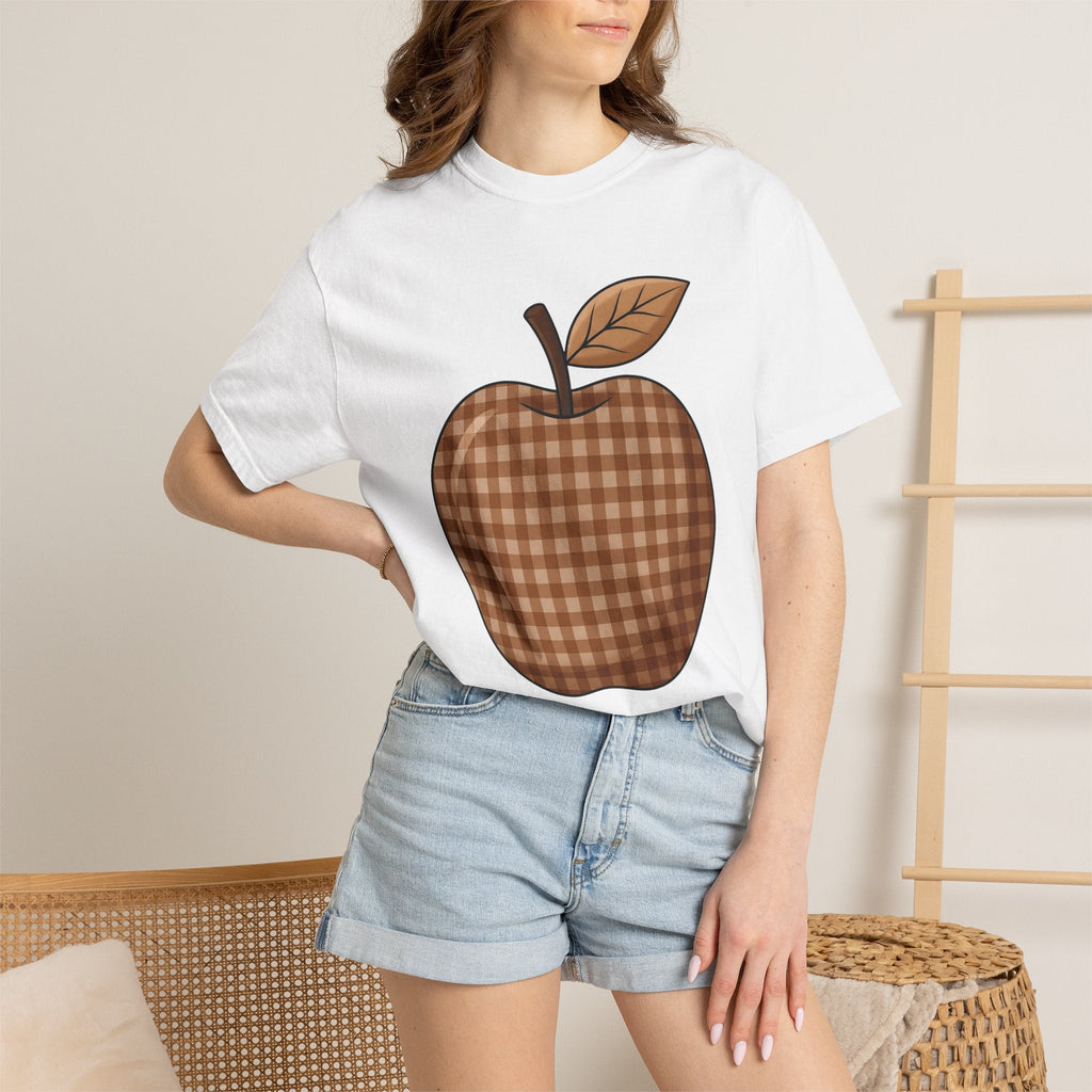 Plaid Apple Farmhouse T-Shirt – Fall Teacher Autumn Design product image 6
