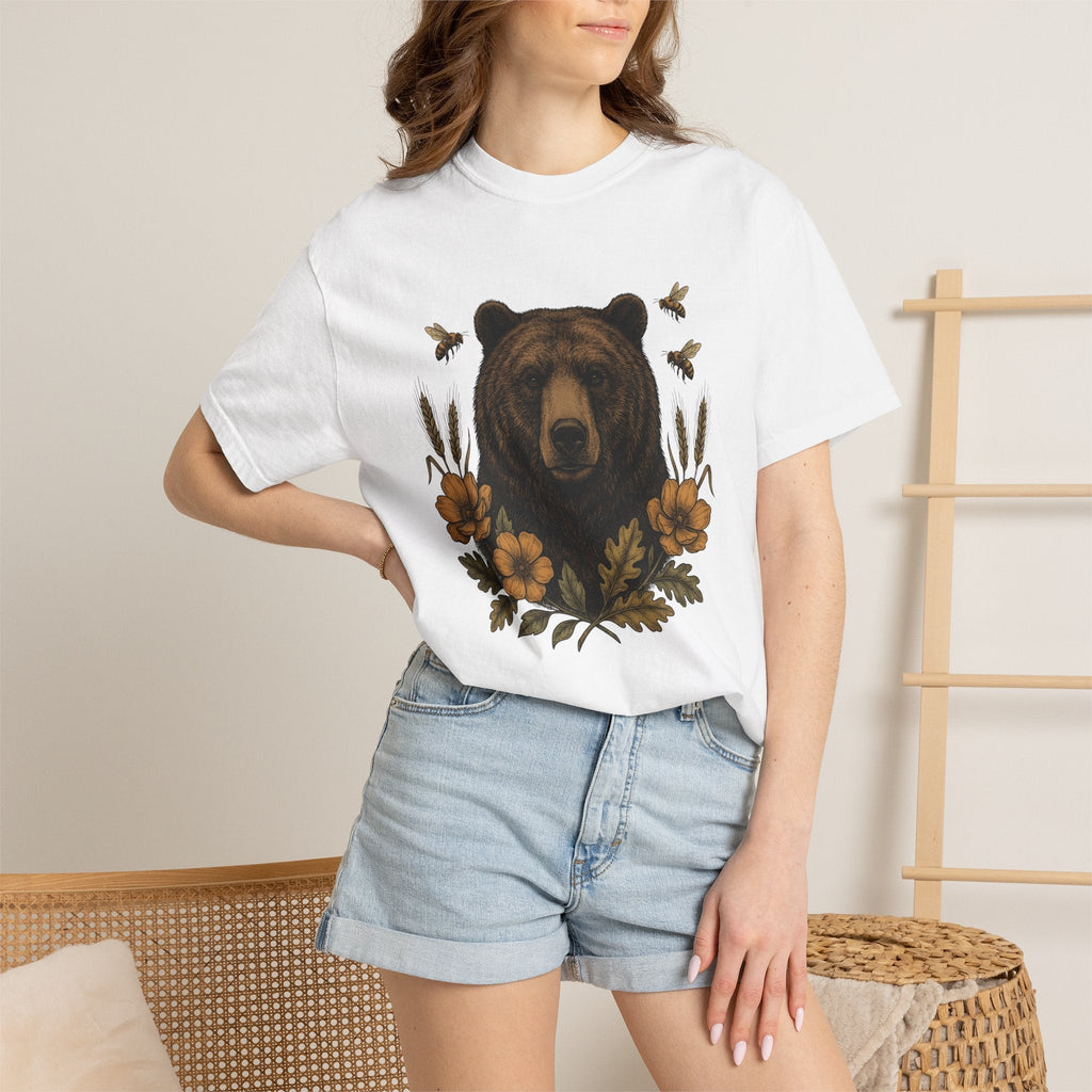 Bear Floral Shirt Animals Nature Unisex Gift Vintage Tee product image 6