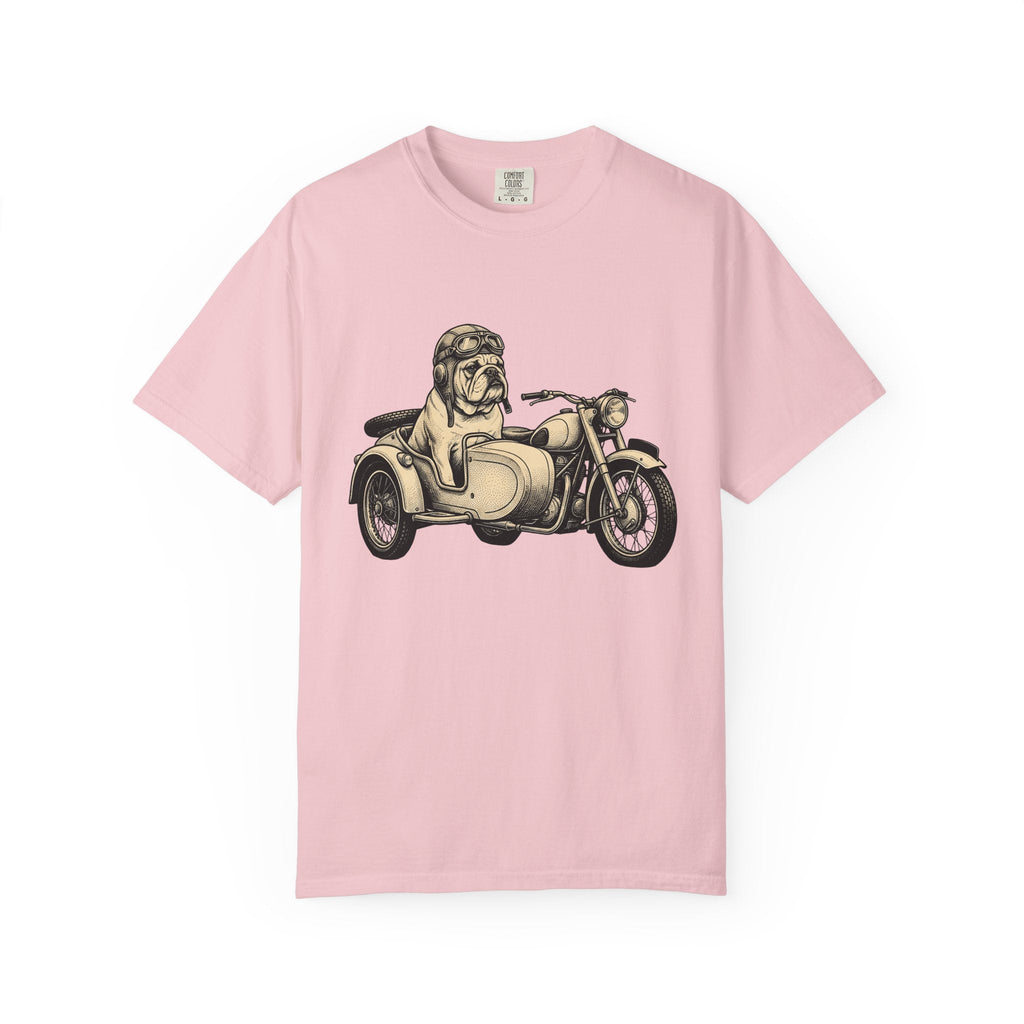 Bulldog Motorcycle Shirt Dog Biker Unisex Gift Vintage Tee product image 3