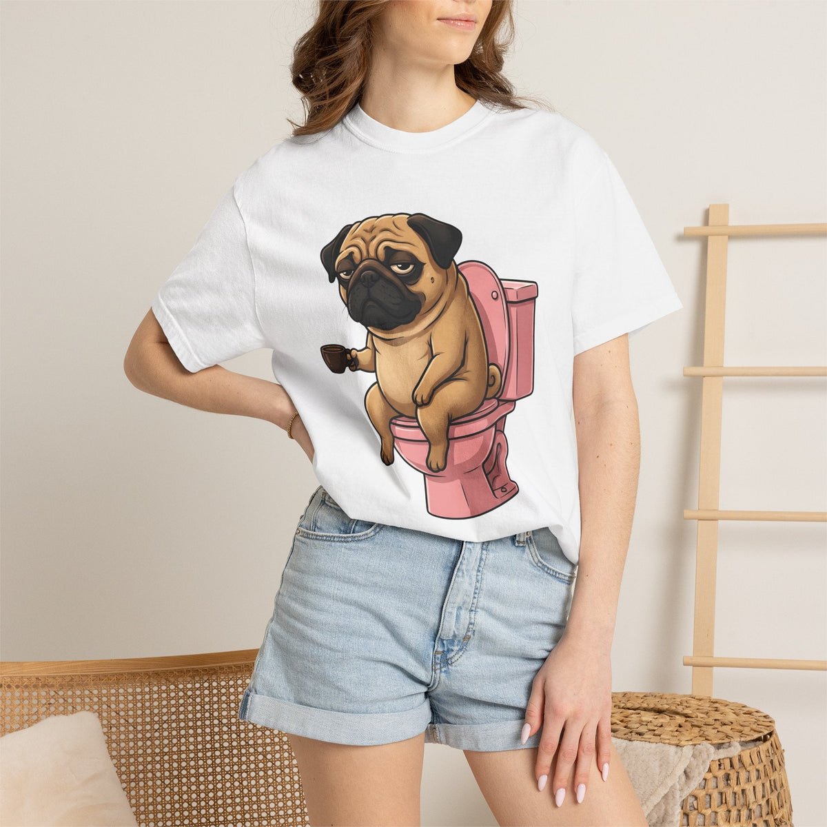 Pug Mocha Shirt Dog Satire Unisex Gift Animated Tee Pugs product image 6
