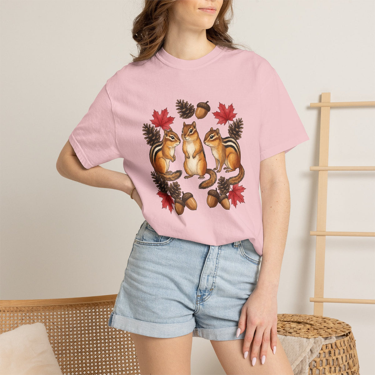 Chipmunk Trio Shirt Animals Nature Unisex Gift Cartoon Tee product image 12