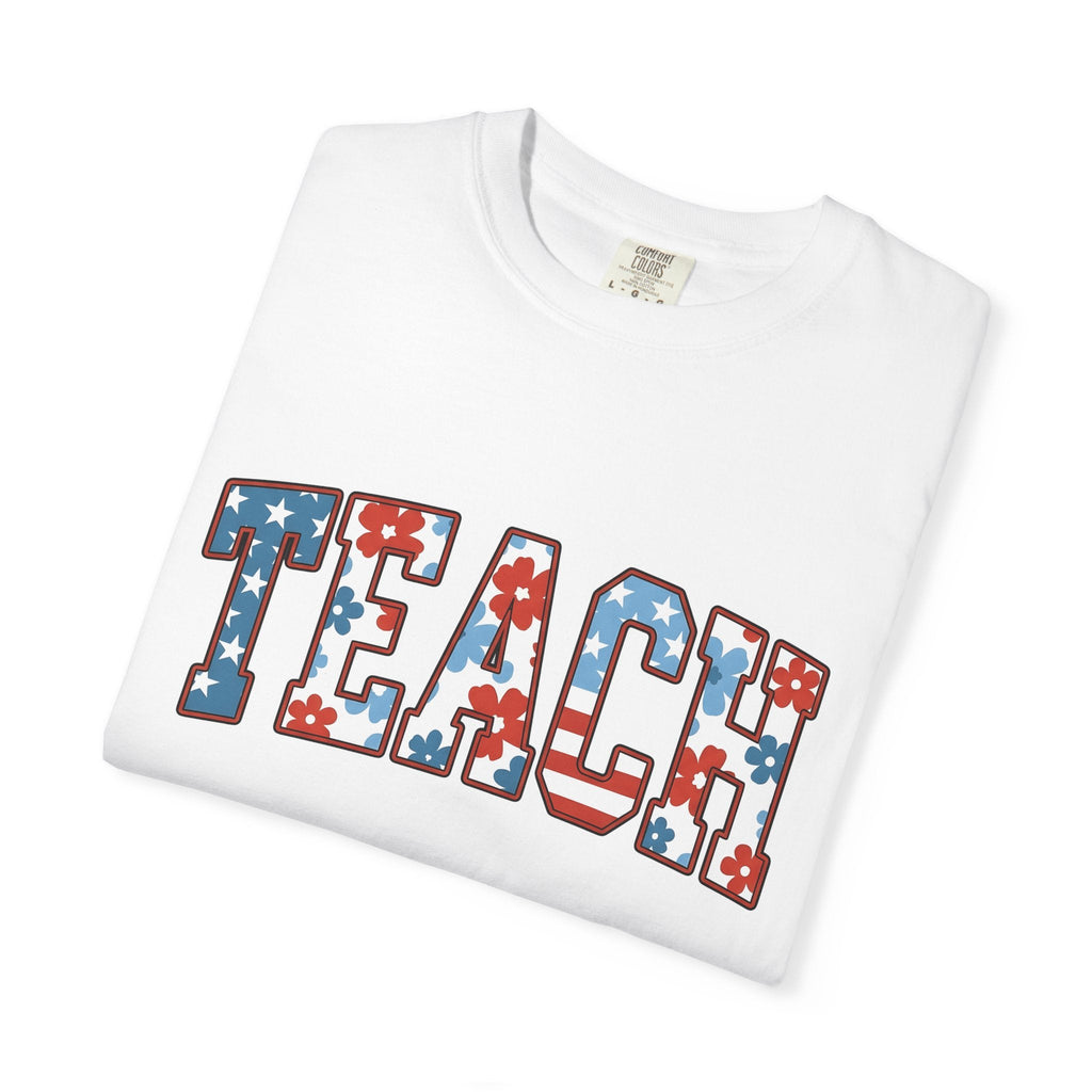 Patriotic Floral Text Shirt America Teacher Unisex Gift product image 5