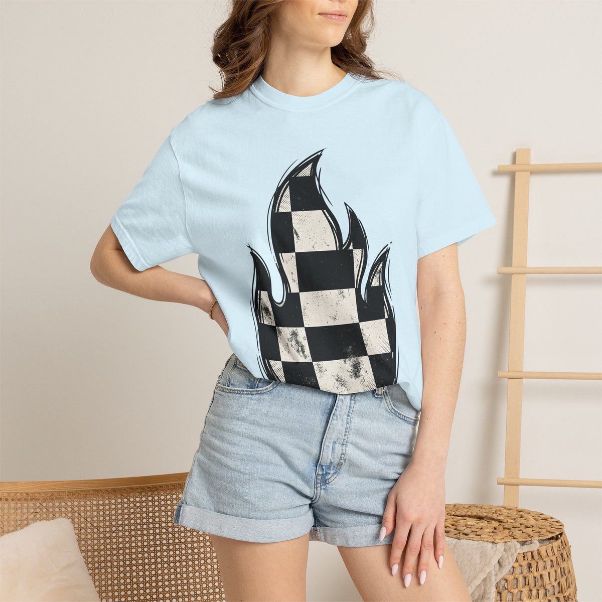 Plaid Fire Shirt Sports Motorsport Gift Women Worn Tee product image 9