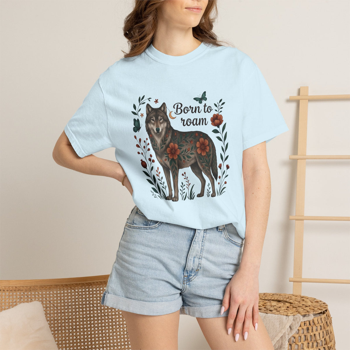 Wolf Flower Shirt Animals & Flowers Outdoors Gift Women product image 9