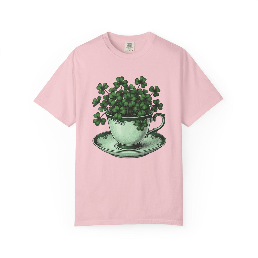 Clover Tea Cup Shirt St Patrick's Day Flower Unisex Gift Retro Tee Teacup