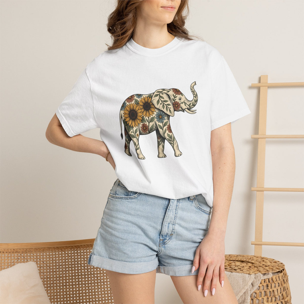 Elephant Flower Shirt Animals & Flowers Outdoors Unisex product image 6