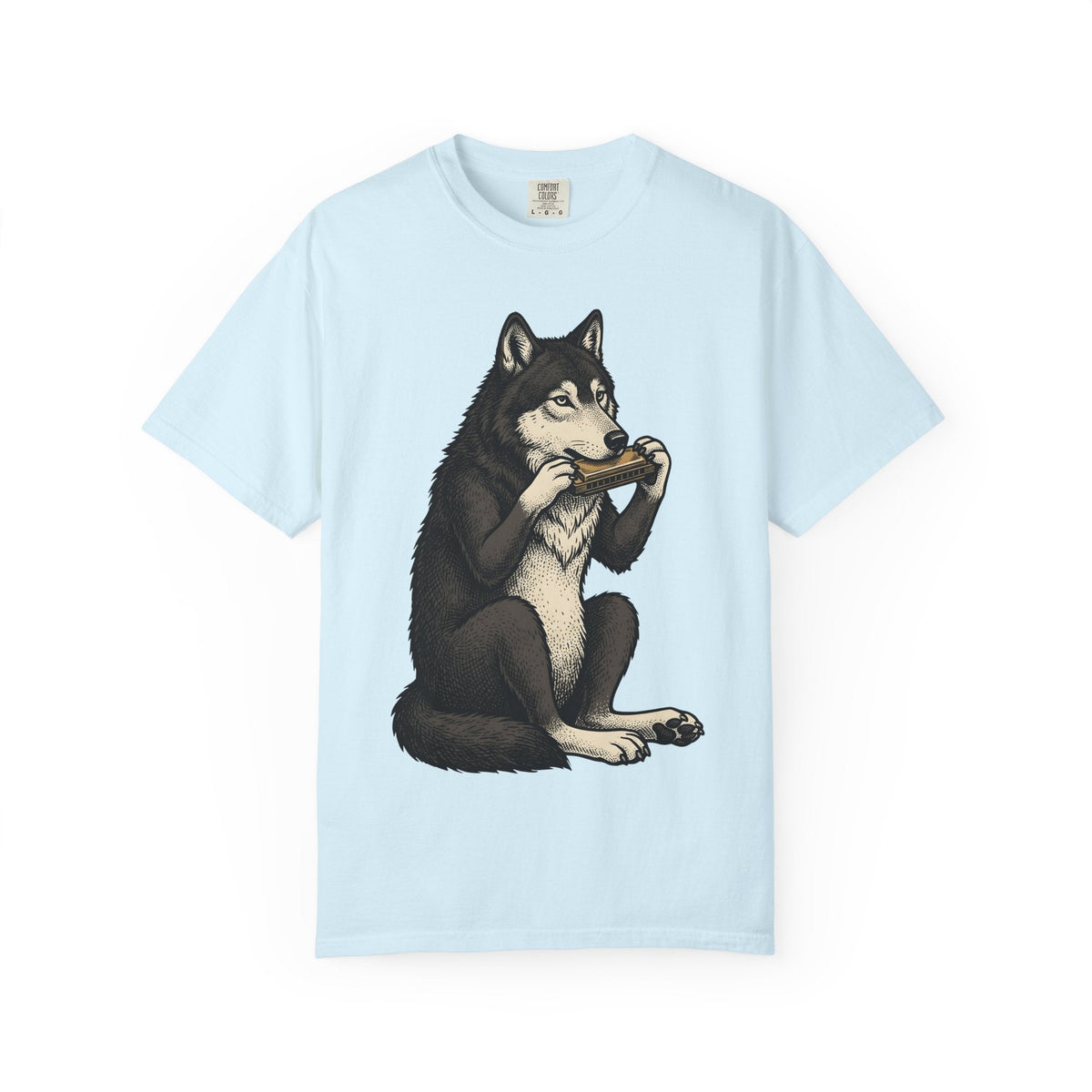 Wolf Harmonica Shirt Animals Instruments Unisex Gift Sketch product image 2
