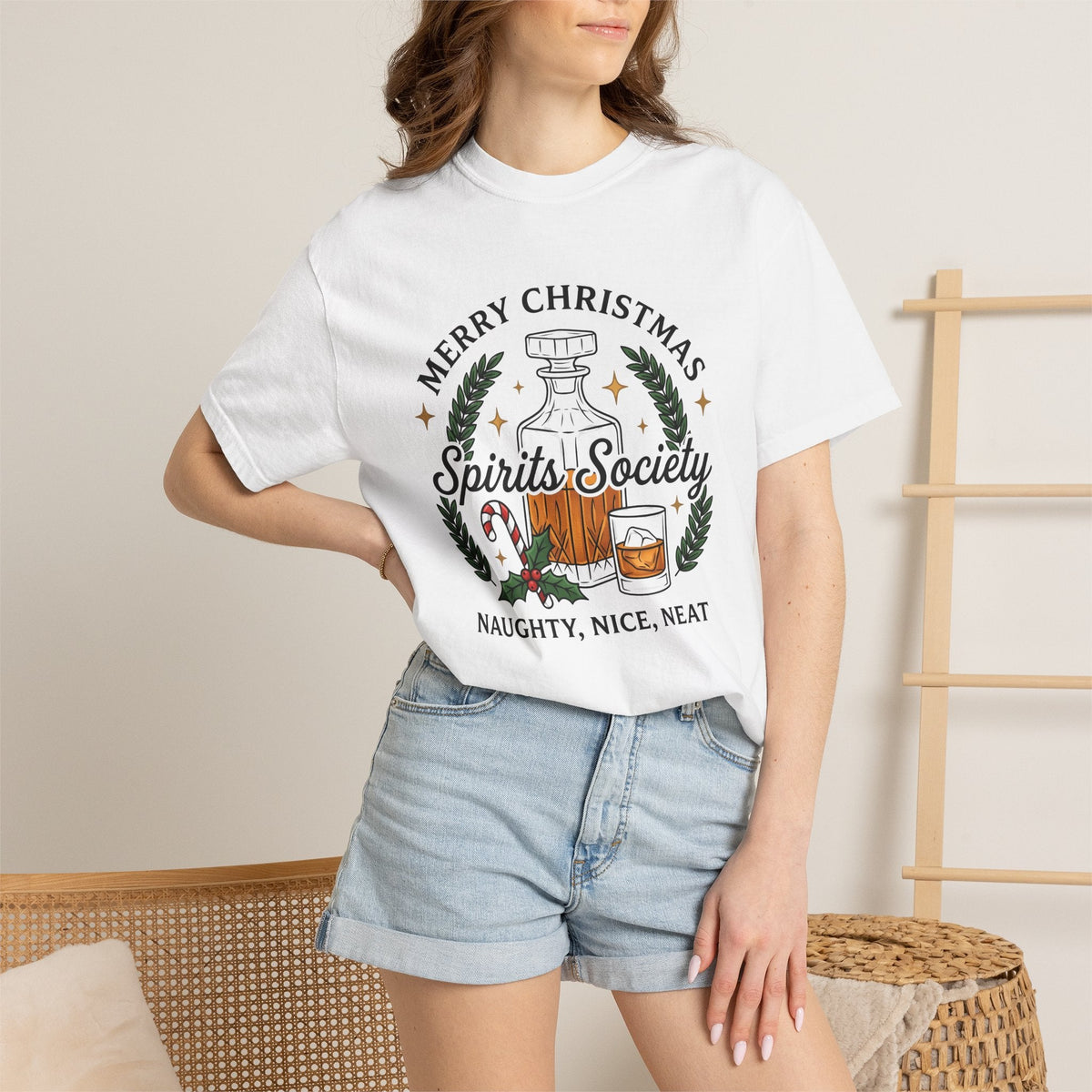 Bourbon Decanter Seasonal T-Shirt – Christmas Holiday Drink product image 6