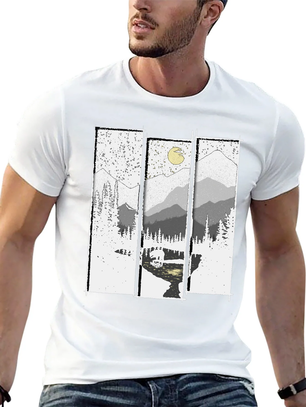 Mountain Vista Graphic Tee - Black Cotton T-Shirt product image 12