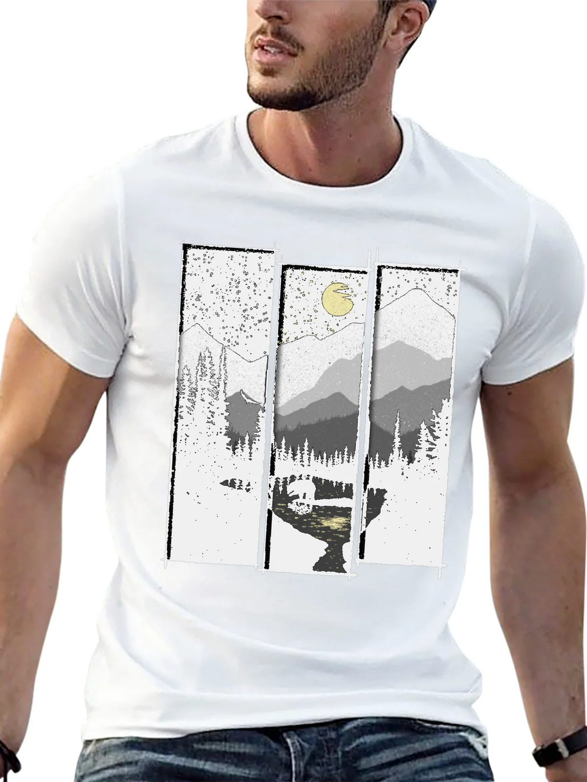 Mountain Vista Graphic Tee - Black Cotton T-Shirt product image 12