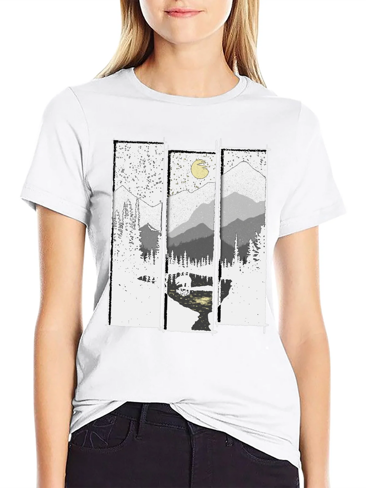 Mountain Vista Graphic Tee - Black Cotton T-Shirt product image 8