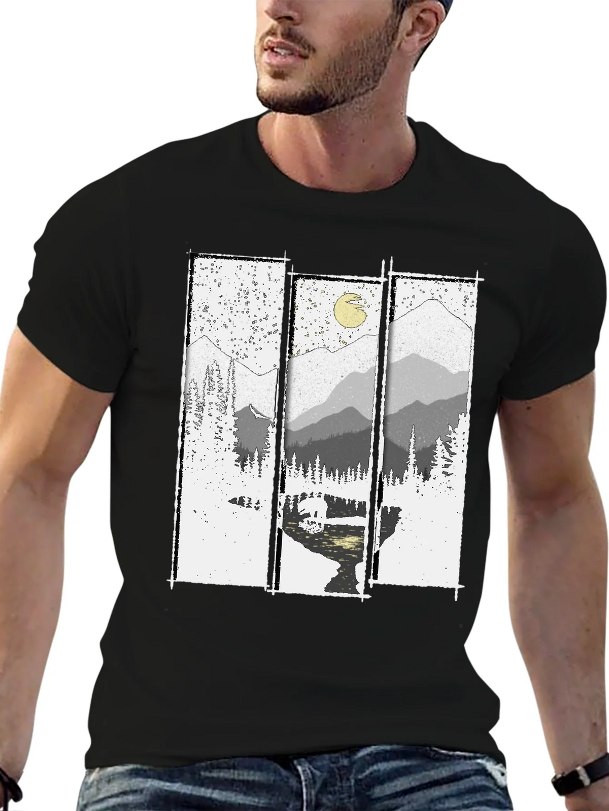 Mountain Vista Graphic Tee - Black Cotton T-Shirt product image 6