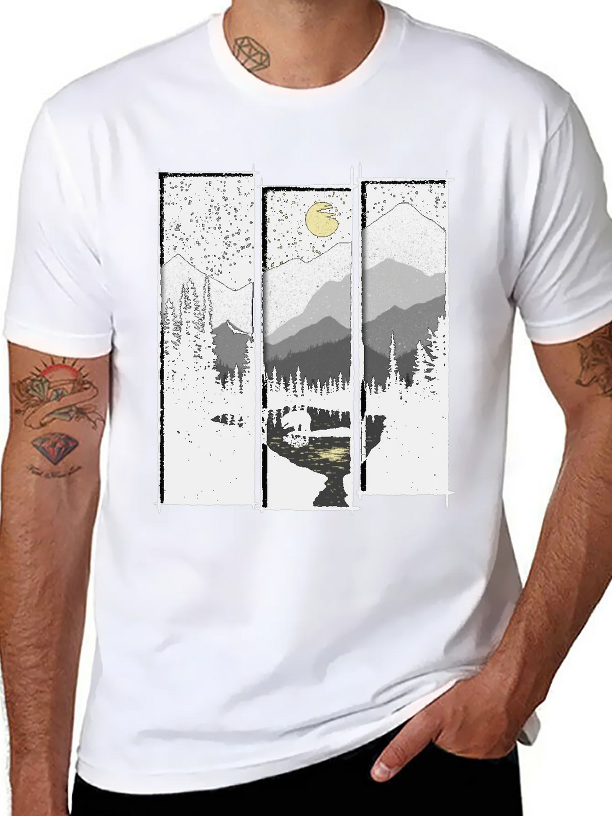 Mountain Vista Graphic Tee - Black Cotton T-Shirt product image 7