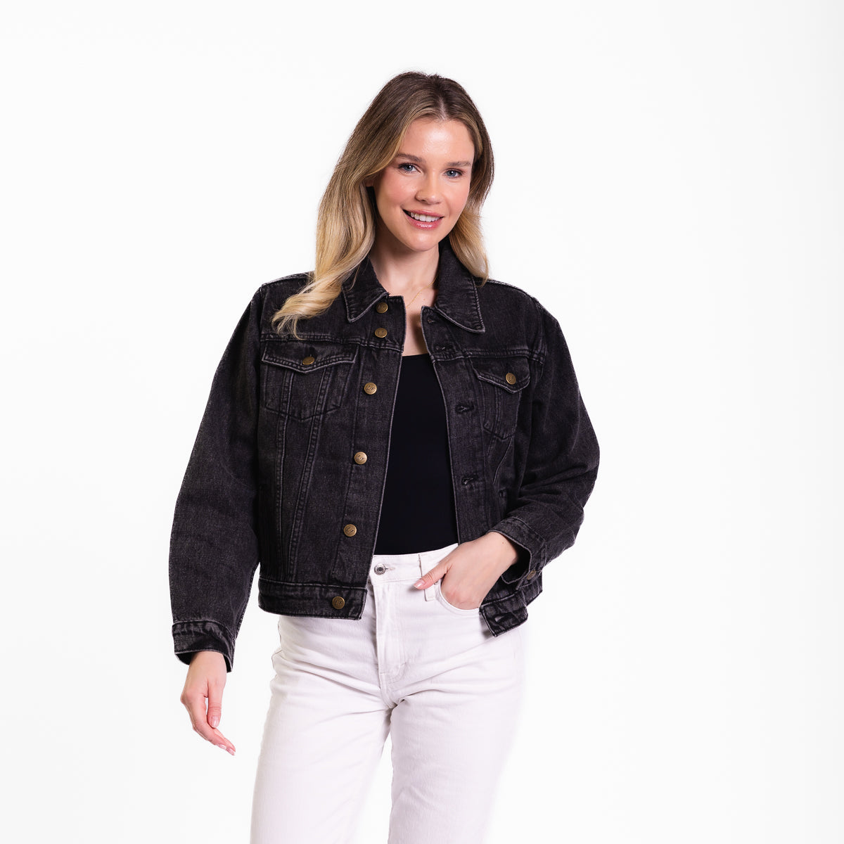 Vintage Washed Faith Cross Denim Jacket