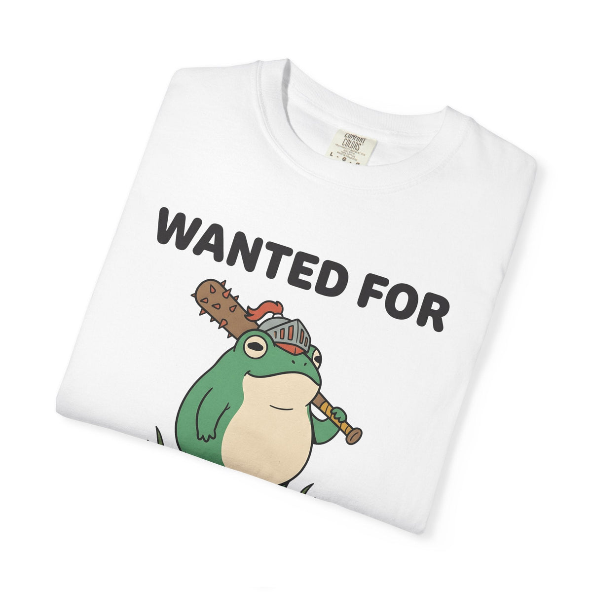 Frog Soldier Cartoon T-Shirt – Funny Spiked Amphibian product image 5