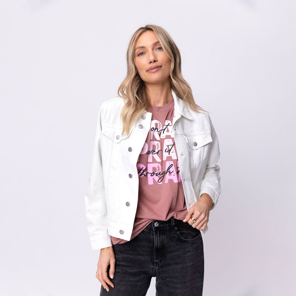 Faith Cross Denim Jacket