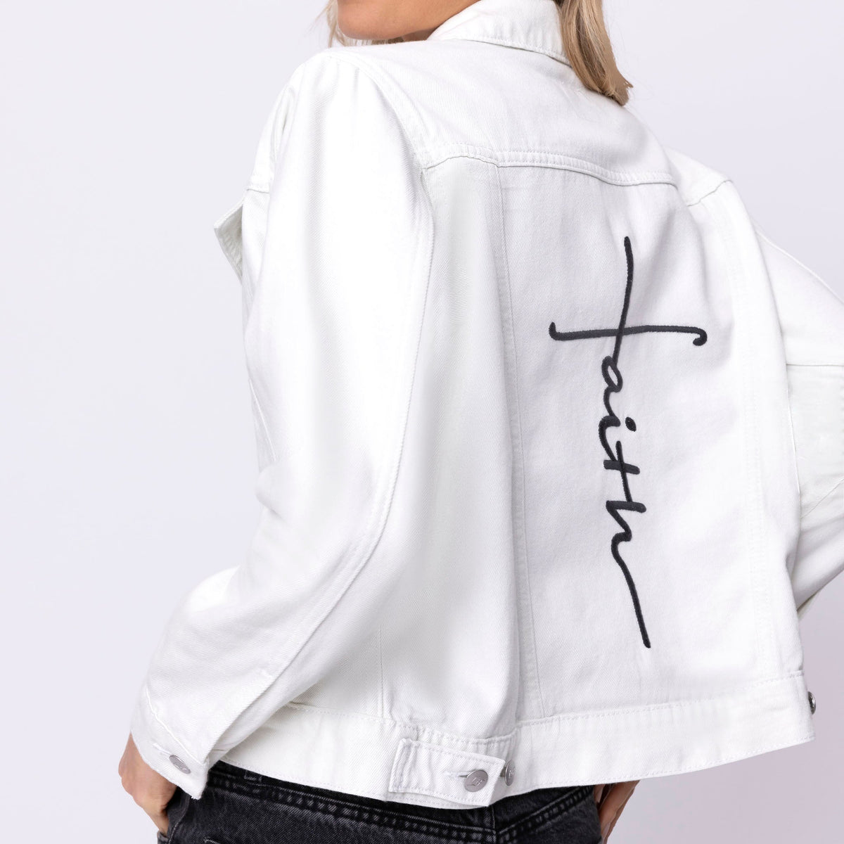 Faith Cross Denim Jacket