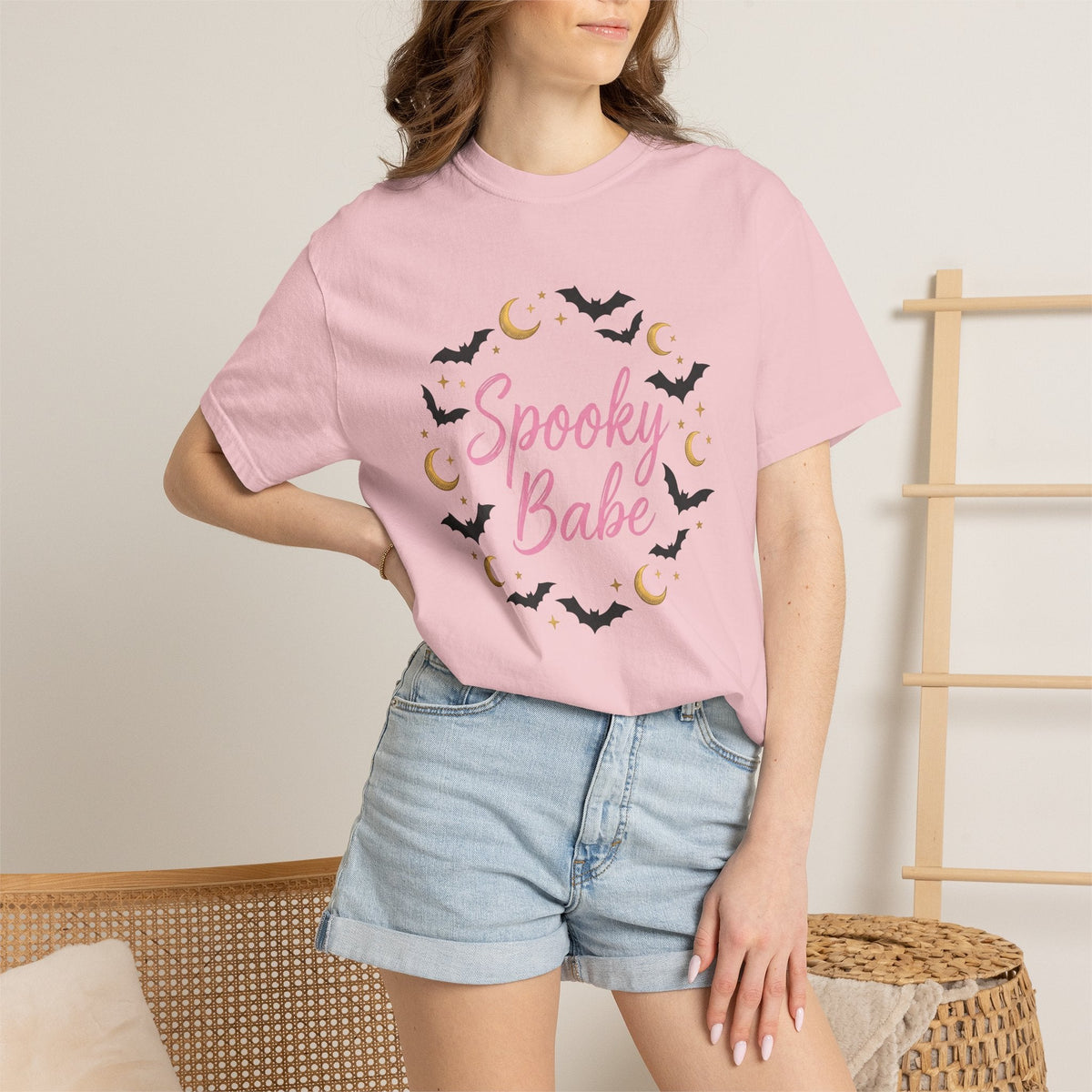 Bat Moon Image Shirt Halloween Eerie Gift Women Sweet Tee product image 13
