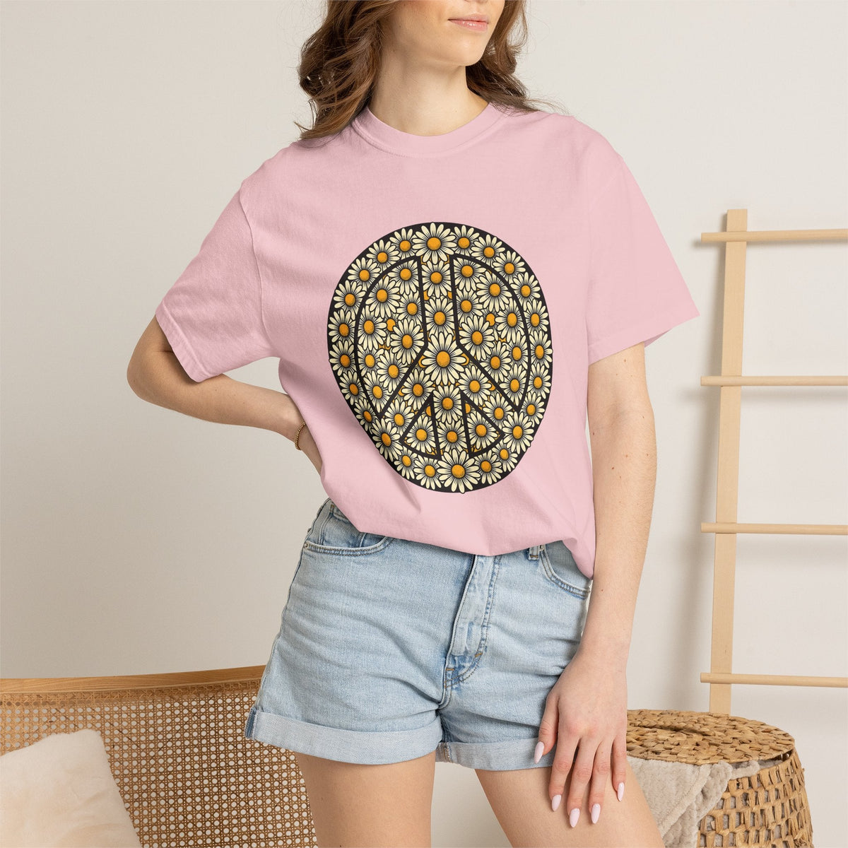 Daisy Peace Sign Shirt Hippie Flower Unisex Gift Boho Tee product image 12