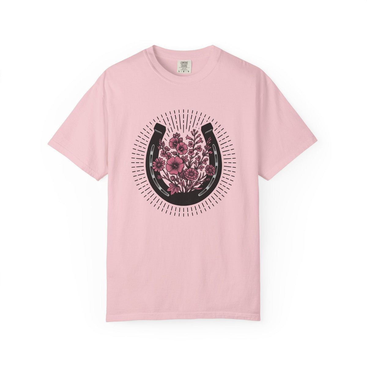 Horse Shoe Floral Shirt Cowgirl Ranch Gift for Women Folk Tee Horseshoe T-Shirt