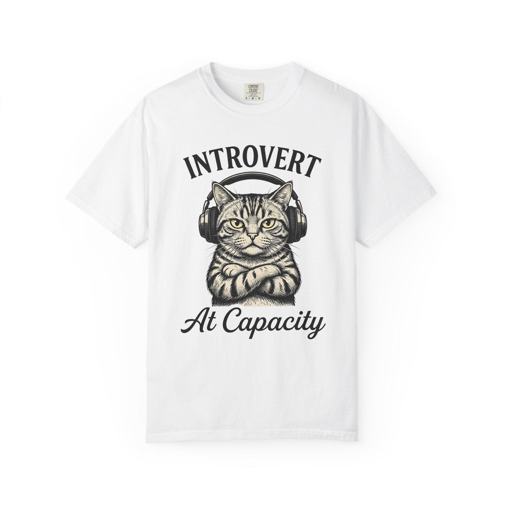 Tabby Cat Headphones Shirt Introvert Unisex Gift Vintage product image 1