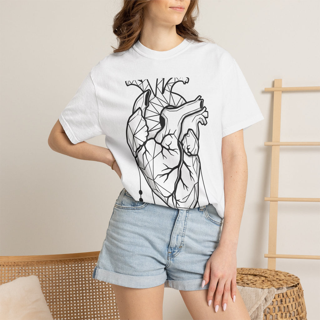 Angular Heart Shirt Boho Chic Ink Gift Women Sketch Tee product image 6